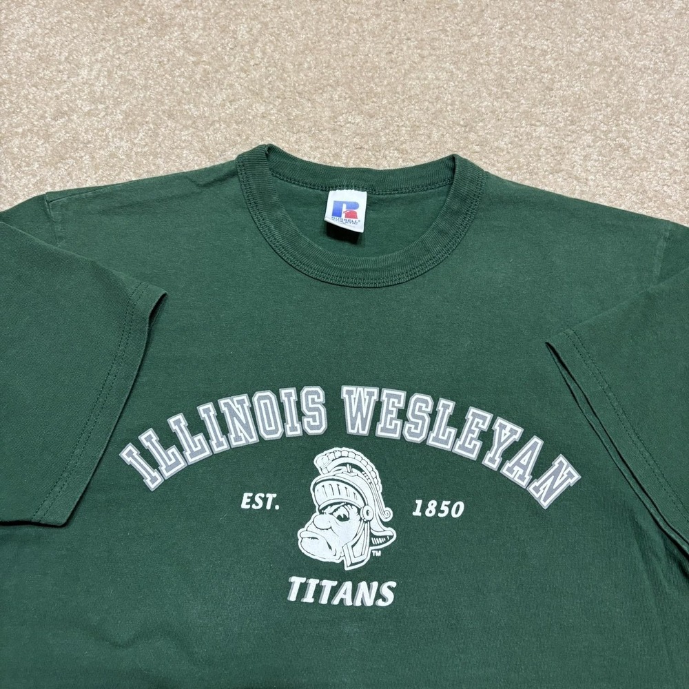 Vtg Russell Athletic Illinois Wesleyan Titans Shirt Mens Small Green Tee College